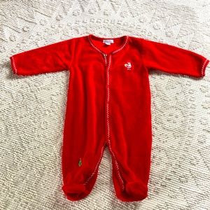 Kissy Kissy 9 month Red velour footie sleeper for Christmas!